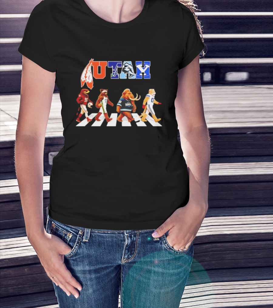 Utah Utes Mammoth Evolution Road Basketball Football Mascots T-Shirt