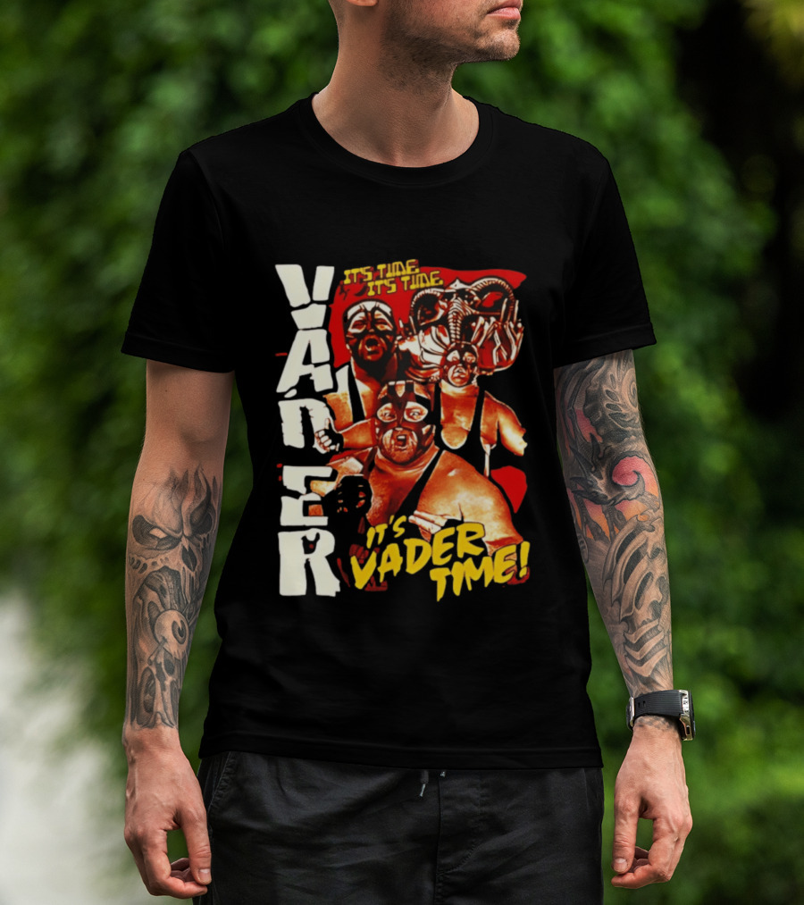 Vader It's Vader Time It's Time Wrestling Mask Collage T-Shirt