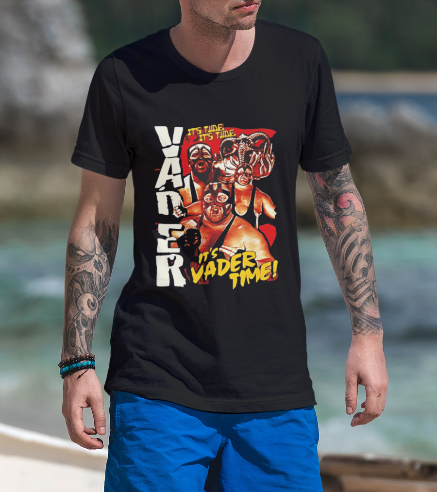 Vader It's Vader Time It's Time Wrestling Mask Collage T-Shirt