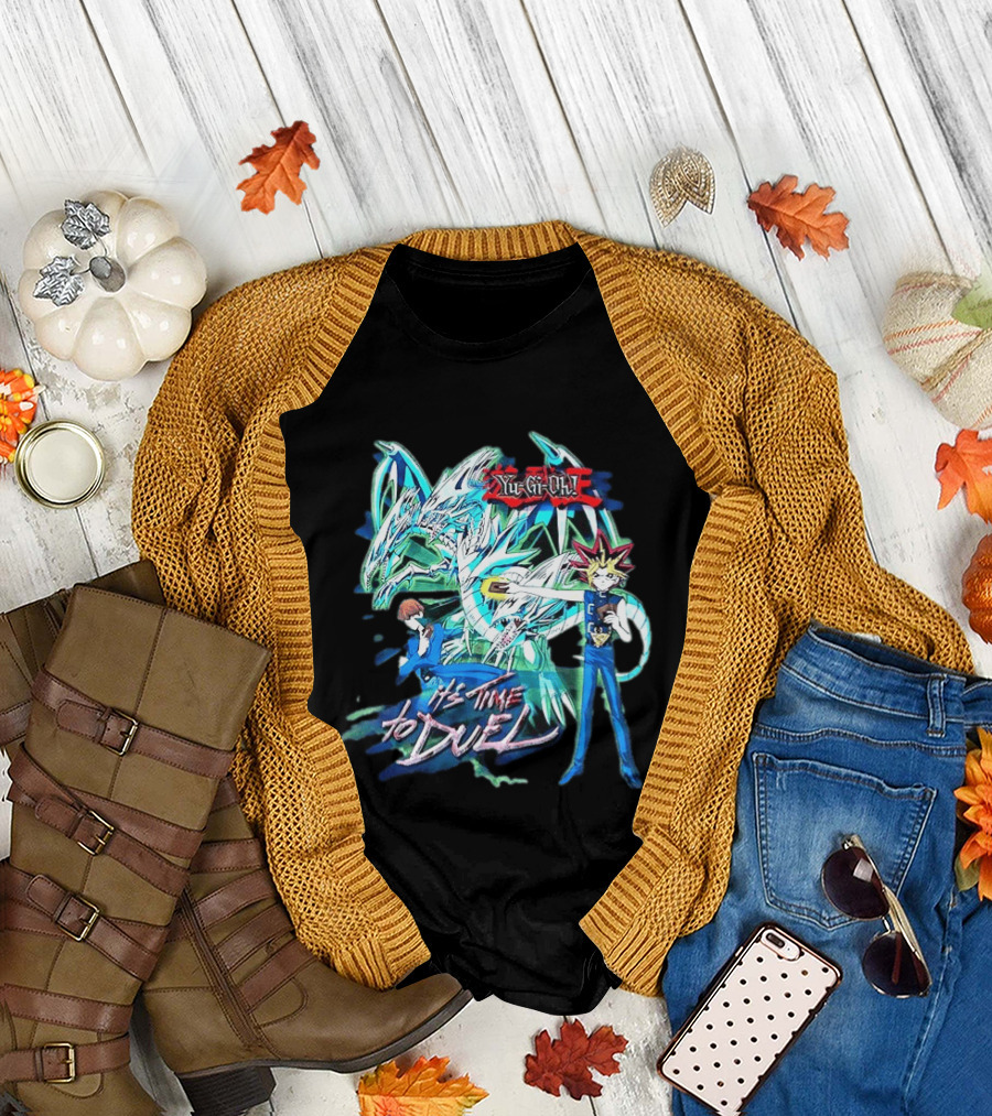 Yu Gi Oh Master Duel It's Time to Duel Blue Eyes White Dragon Yugi Kaiba T-Shirt