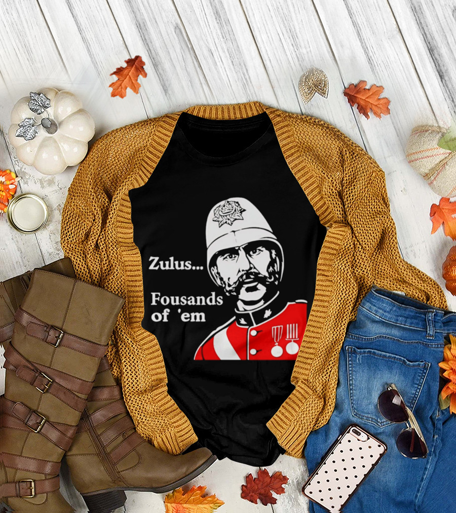 Zulus Fousands of 'Em Military Officer Illustration Red Uniform White Helmet T-Shirt