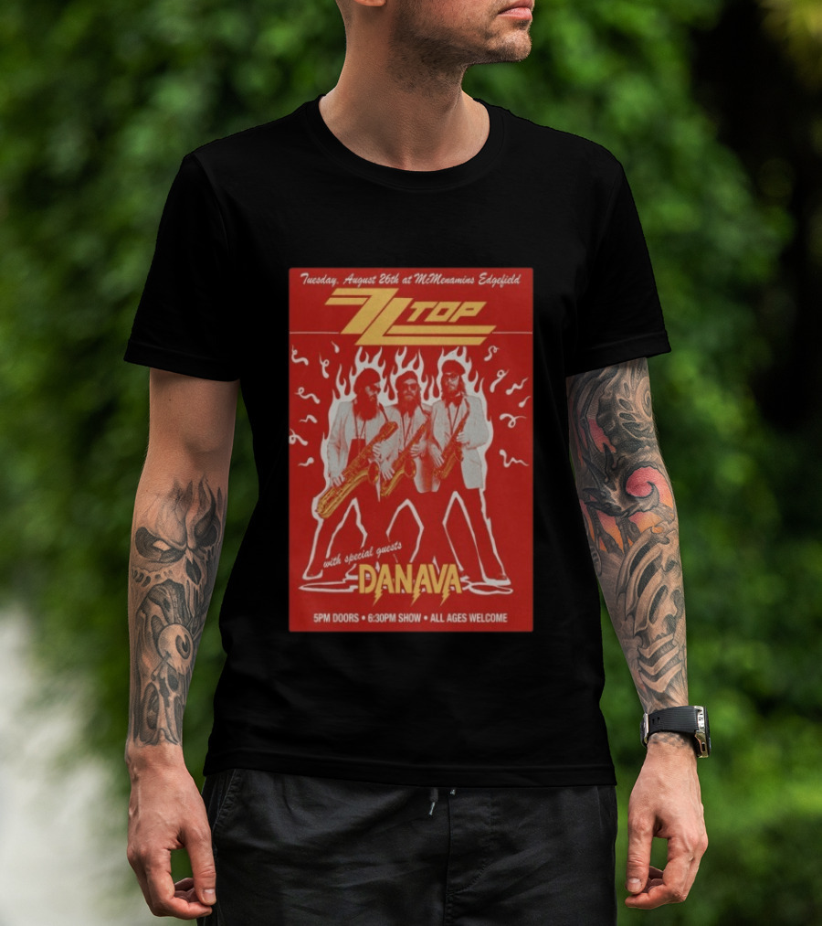 ZZTop Danava Tour McMenamins Edgefield August 26 All Ages Welcome T-Shirt