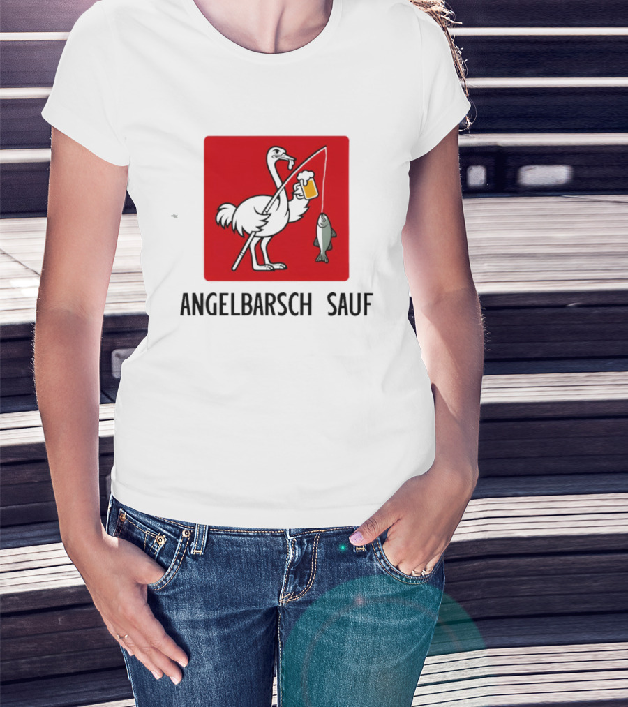 Angelbarsch Sauf Pelican Beer Fish Catching Fun T-Shirt