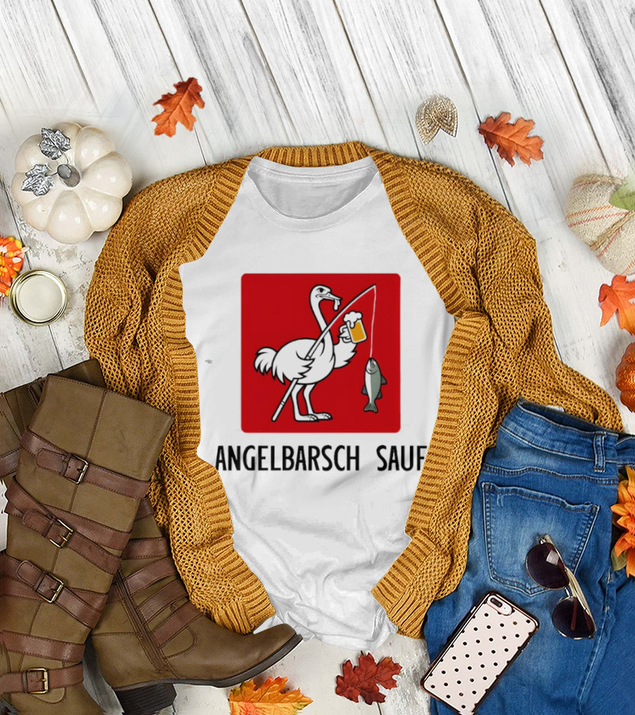 Angelbarsch Sauf Pelican Beer Fish Catching Fun T-Shirt