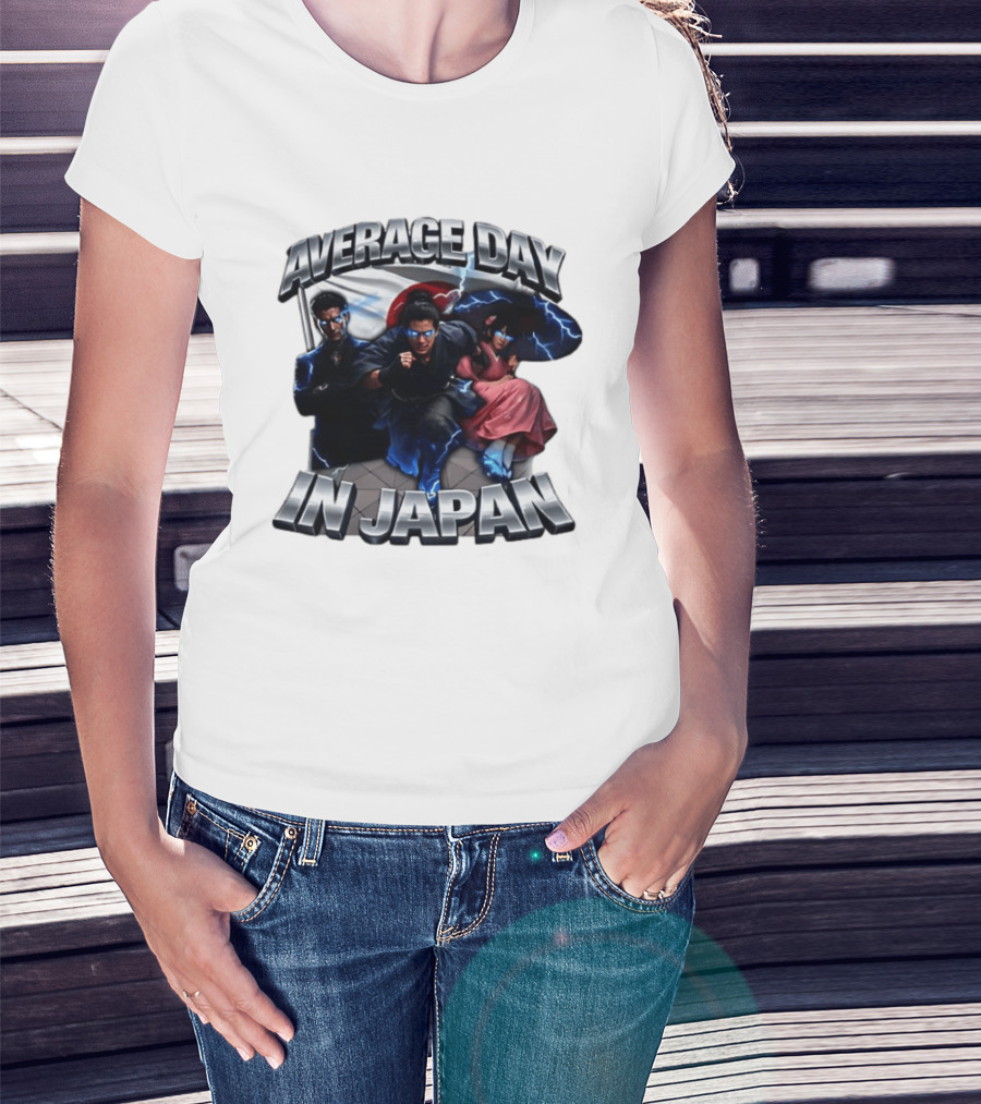 Average Day In Japan Superhero Action Adventure With Lightning Effects T-Shirt
