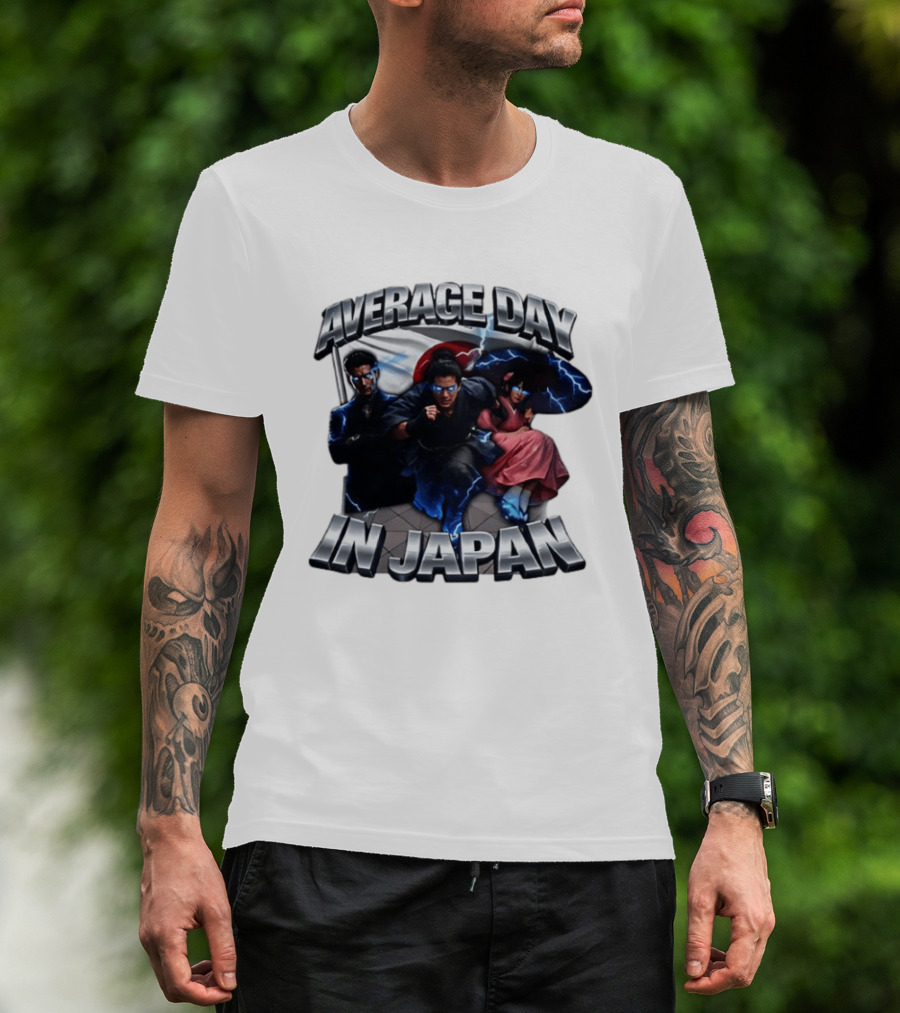 Average Day In Japan Superhero Action Adventure With Lightning Effects T-Shirt