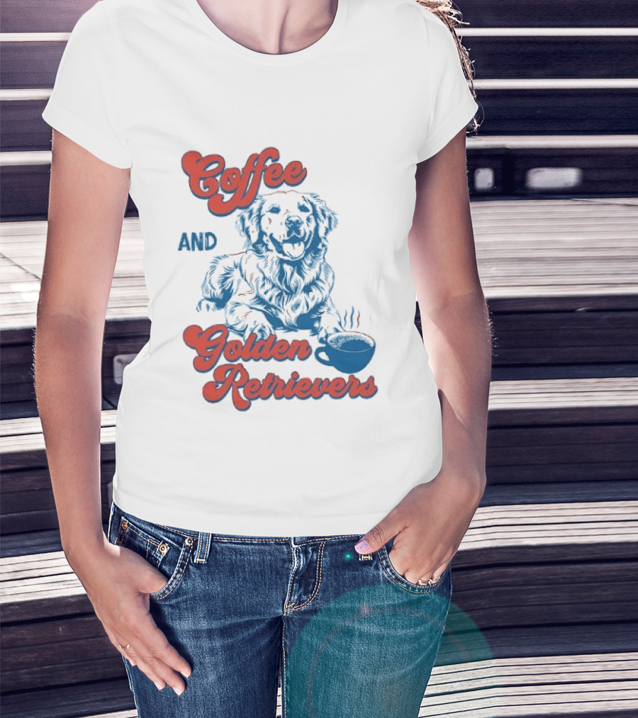 Coffee And Golden Retrievers Cozy Pet Lovers T-Shirt
