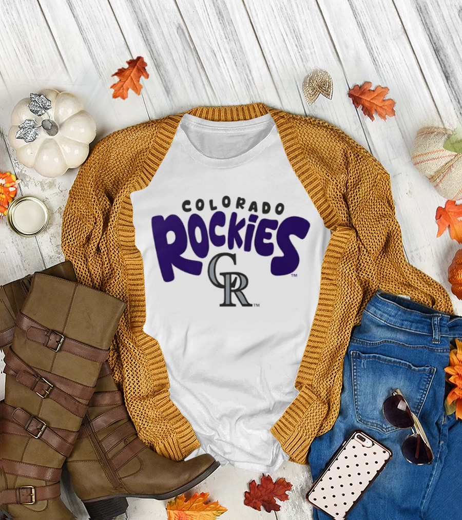 Colorado Rockies Bubble Text Crew Neck T-Shirt