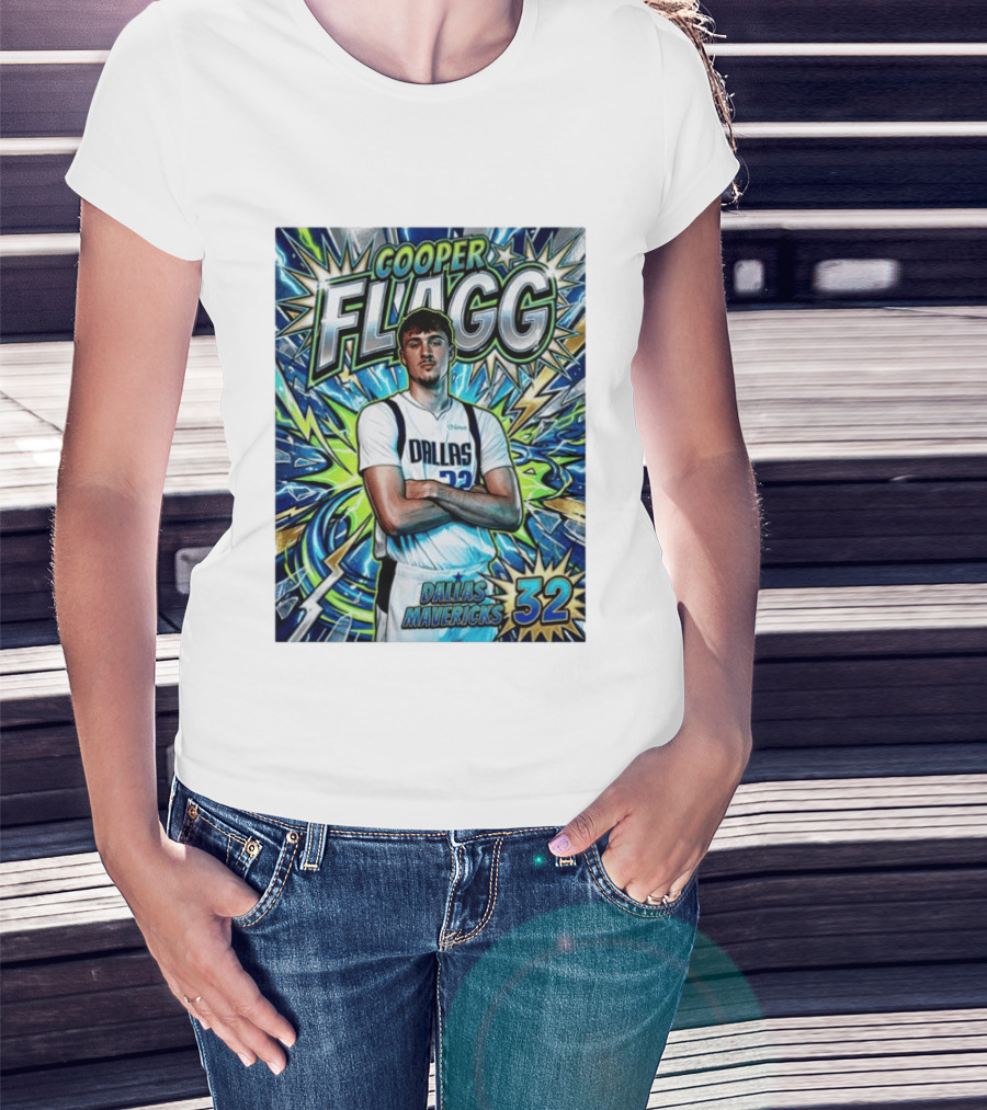 Cooper Flagg Dallas Mavericks 32 Comic T-Shirt