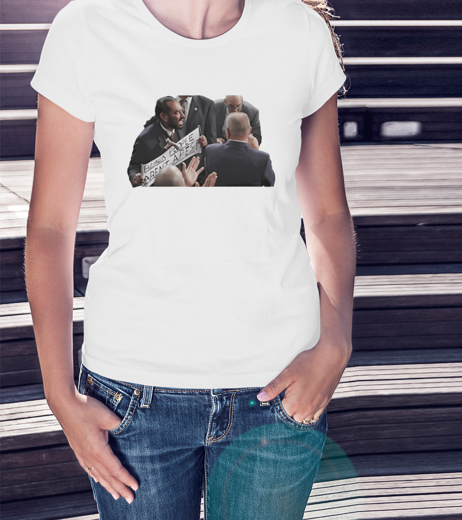 Black People Aren't Apes Protest Sign In Political Debate Scene T-Shirt