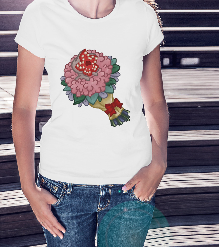 Demodog Valentine Bouquet Flowers Stranger Things Horror T-Shirt