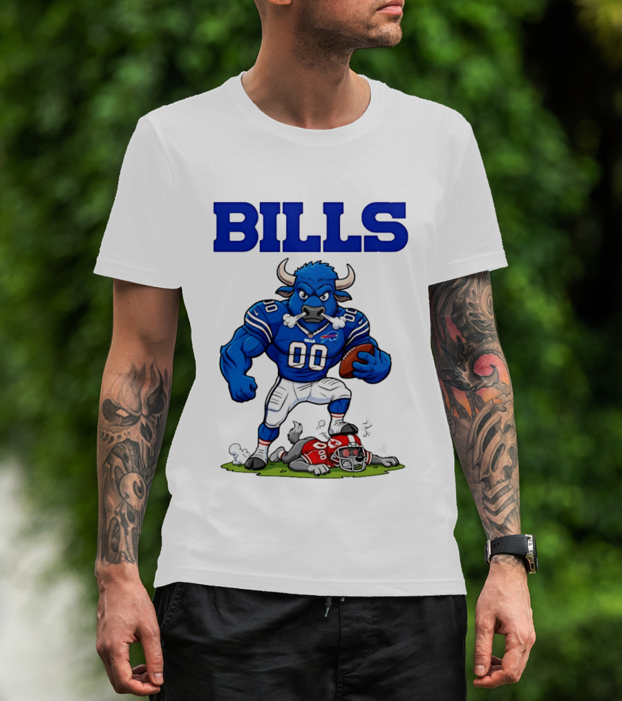 Buffalo Bills Mascot Defeats Kansas City Chiefs Rivalry NFL Football T-Shirt