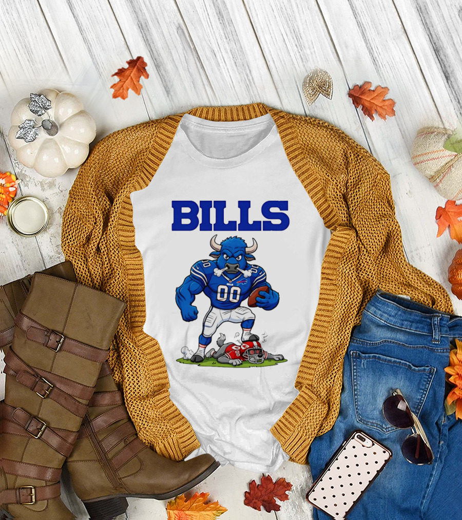 Buffalo Bills Mascot Defeats Kansas City Chiefs Rivalry NFL Football T-Shirt
