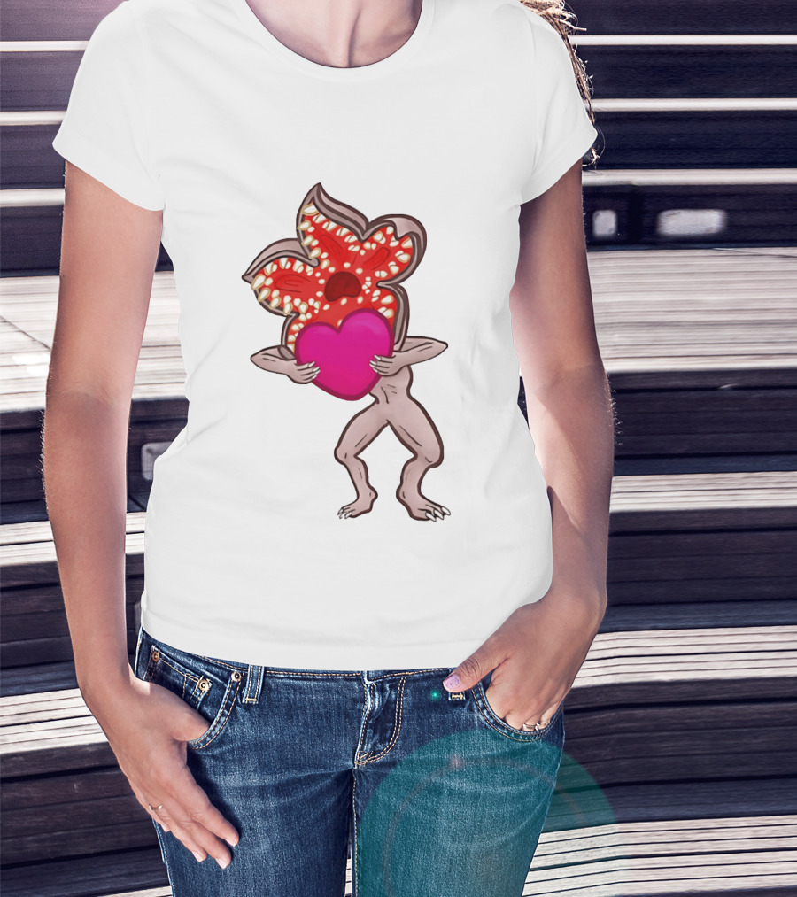 Demogorgon Embracing Heart Valentine Monster T-Shirt