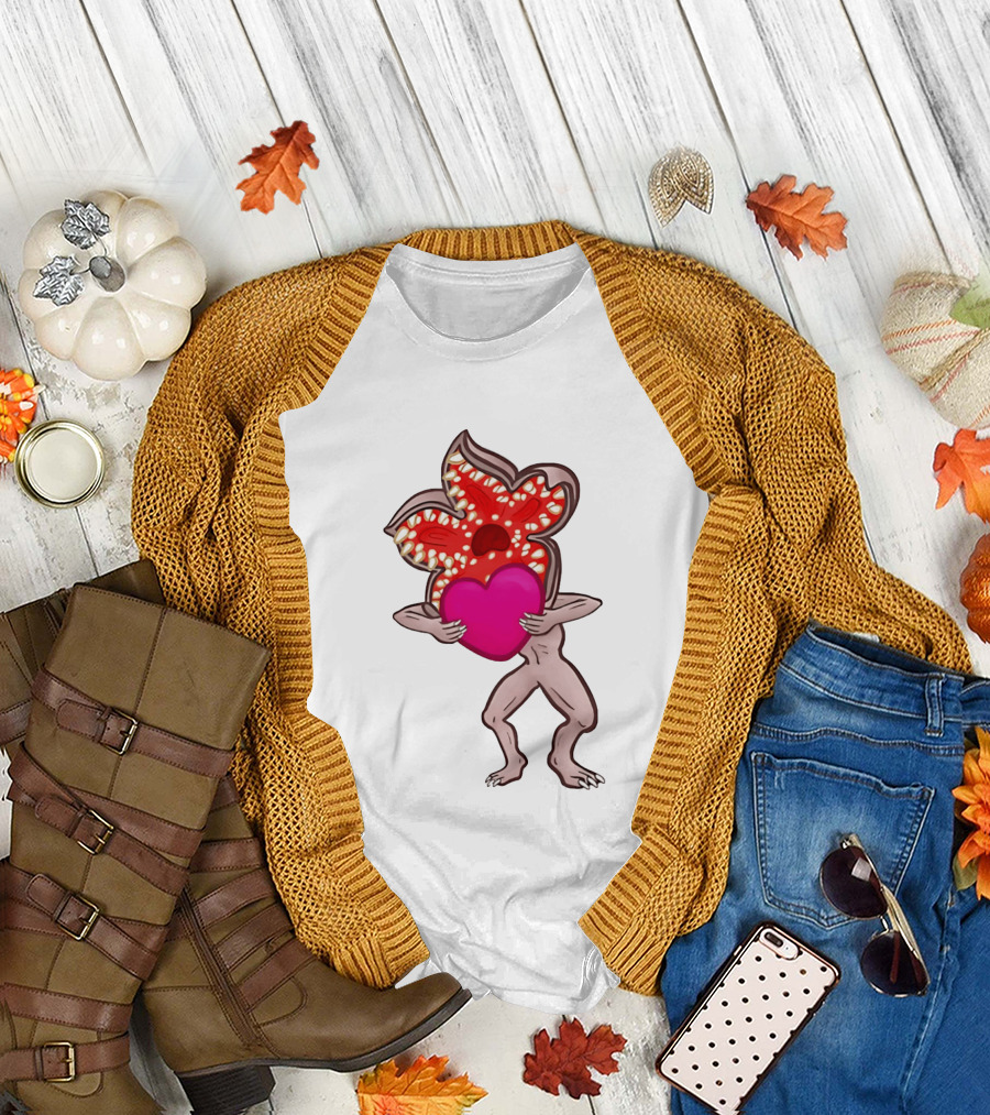 Demogorgon Embracing Heart Valentine Monster T-Shirt