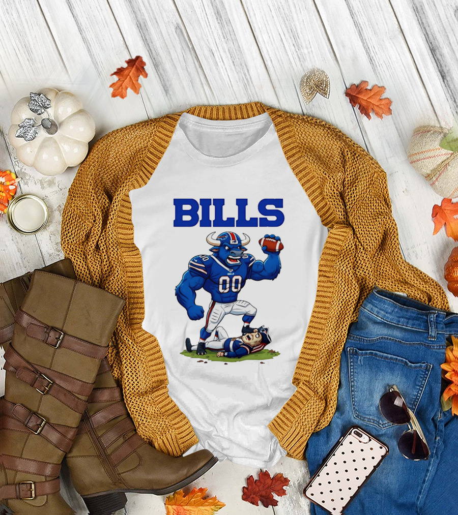 Buffalo Bills vs New England Patriots Rivalry Comic Character Victory T-Shirt