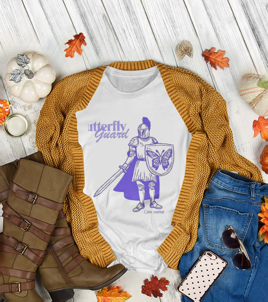 Butterfly Guard Calm Combat Knight with Shield and Sword T-Shirt