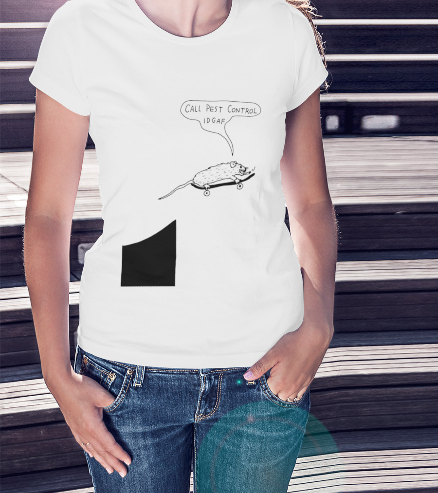 Call Pest Control IDGAF Rat On Skateboard T-Shirt