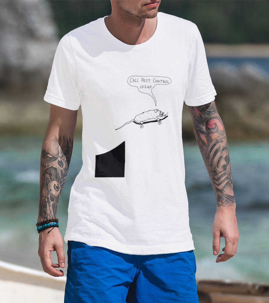 Call Pest Control IDGAF Rat On Skateboard T-Shirt