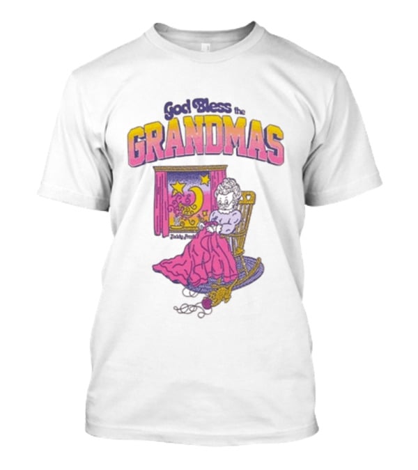 God Bless The Grandmas Teddy Fresh Cozy Grandma Rocking Chair Moon And Stars T-Shirt