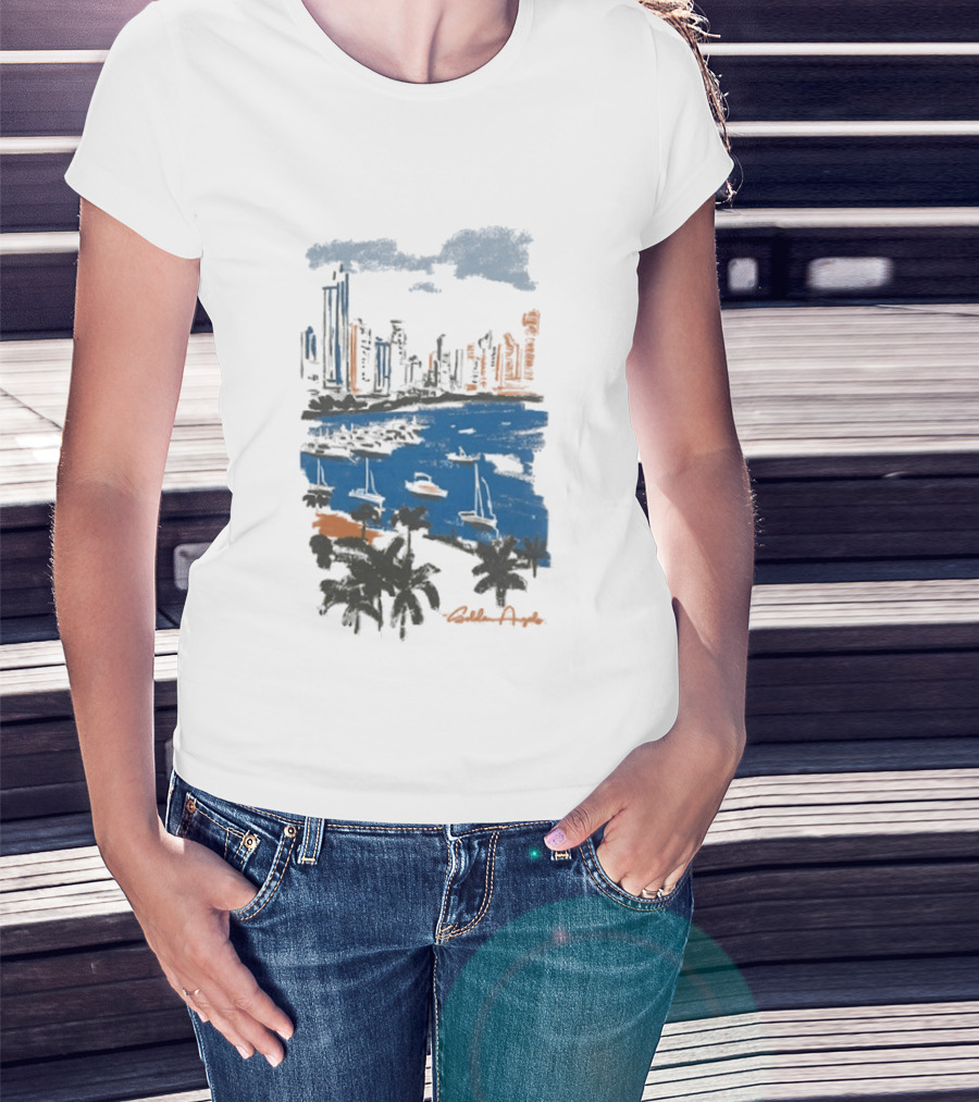 Golden Angels The Bay Yacht Club Scenic Skyline Waterfront T-Shirt