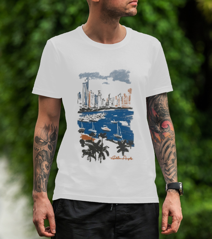 Golden Angels The Bay Yacht Club Scenic Skyline Waterfront T-Shirt