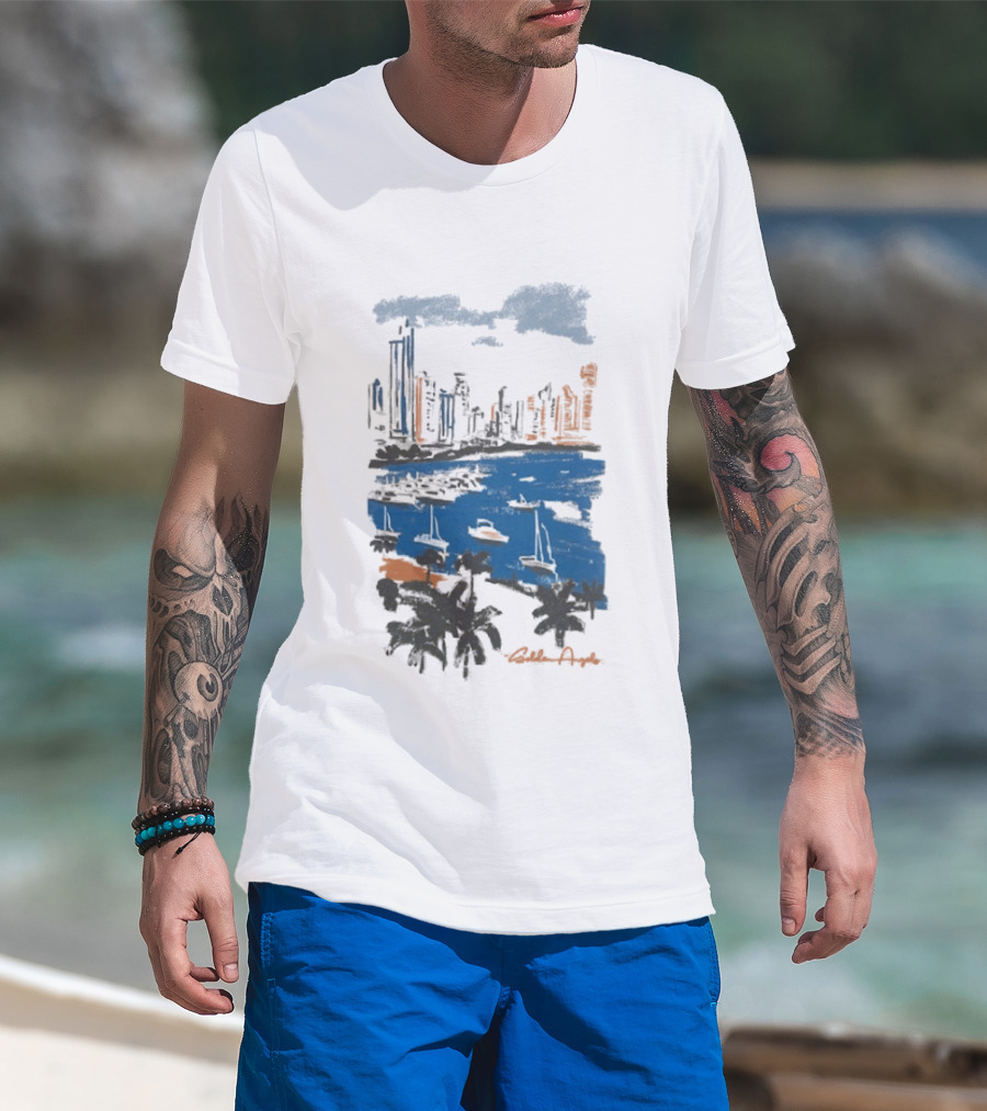 Golden Angels The Bay Yacht Club Scenic Skyline Waterfront T-Shirt