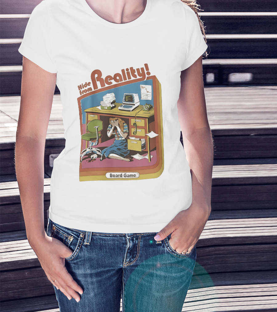 Hide From Reality Retro Office Board Game Escape T-Shirt