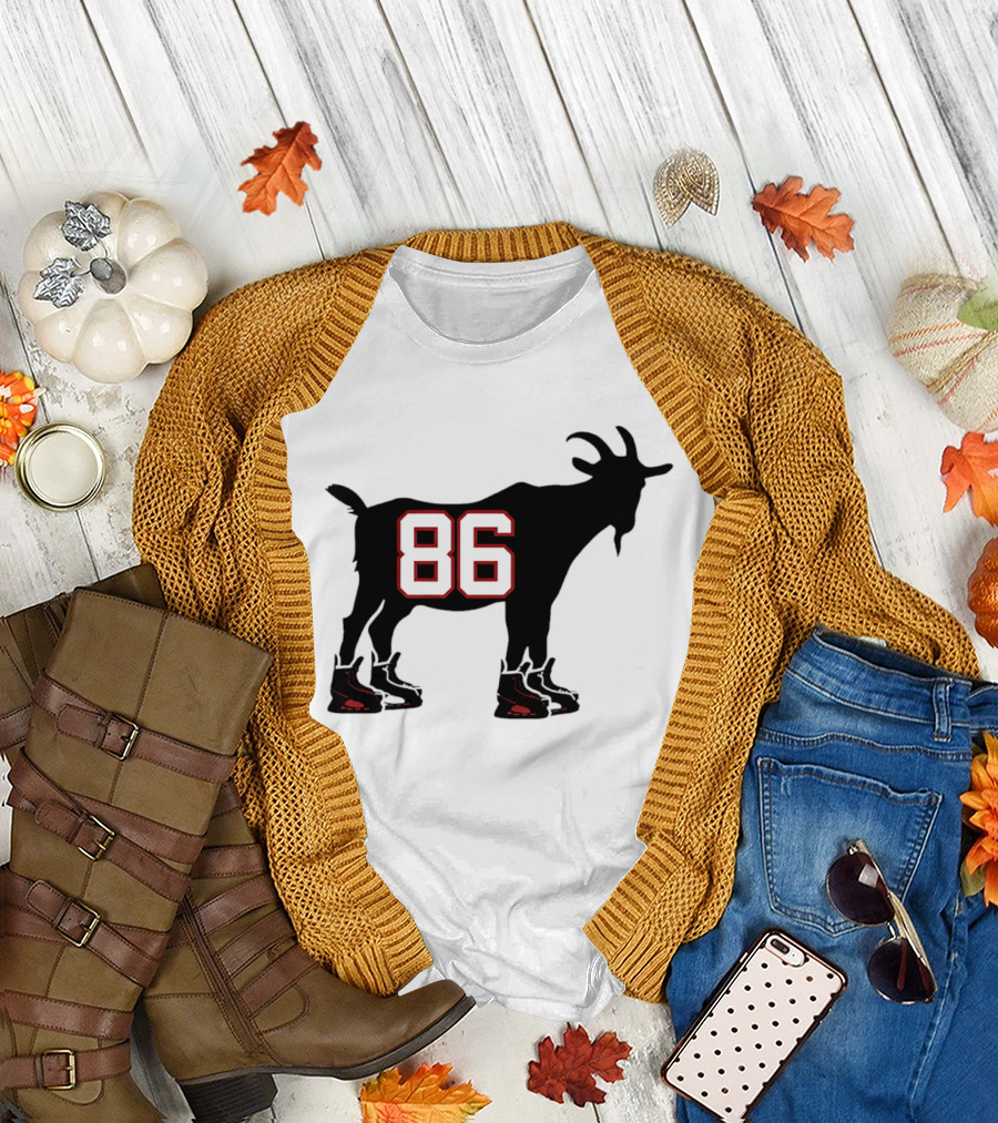 Jack Hughes GOAT 86 New Jersey Devils Tribute with Hockey Skates T-Shirt