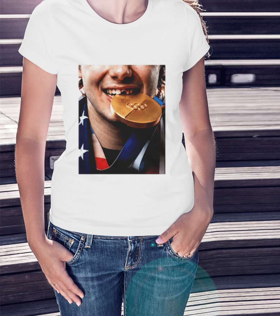 Jack Hughes Teeth Gold Medal 2026 Milano Cortina Winter Olympics T-Shirt