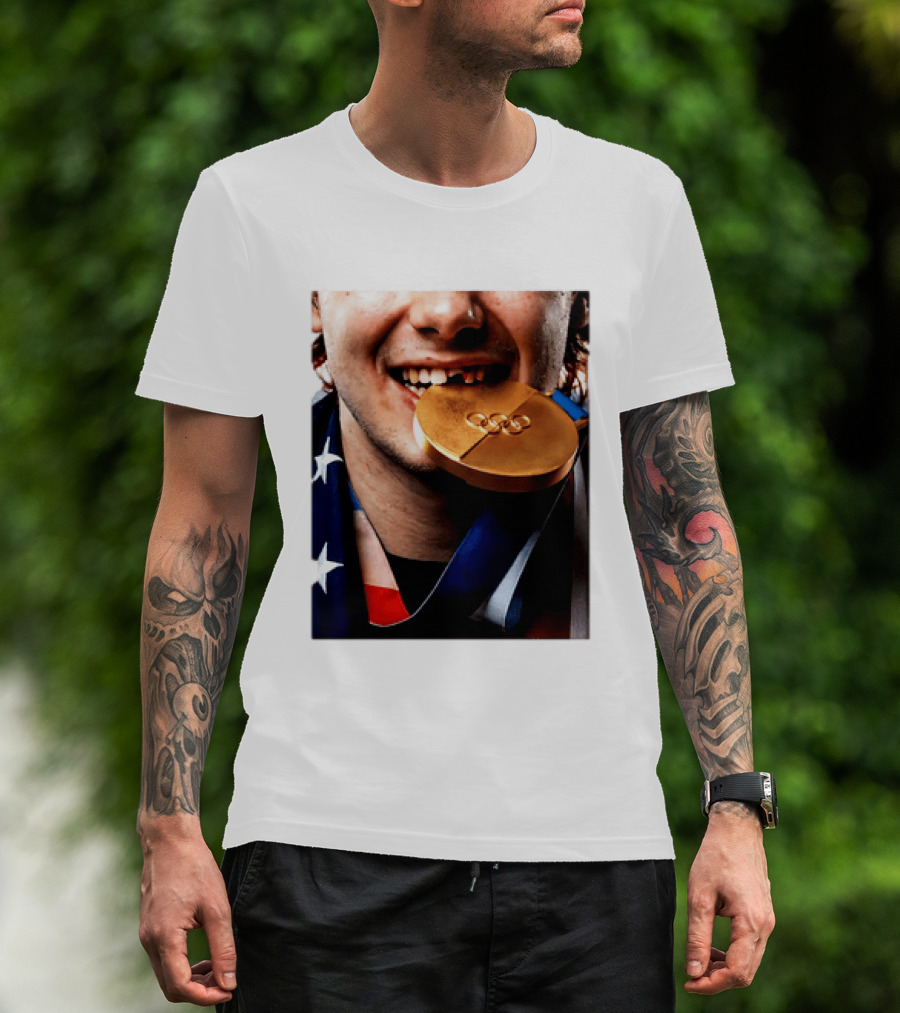 Jack Hughes Teeth Gold Medal 2026 Milano Cortina Winter Olympics T-Shirt
