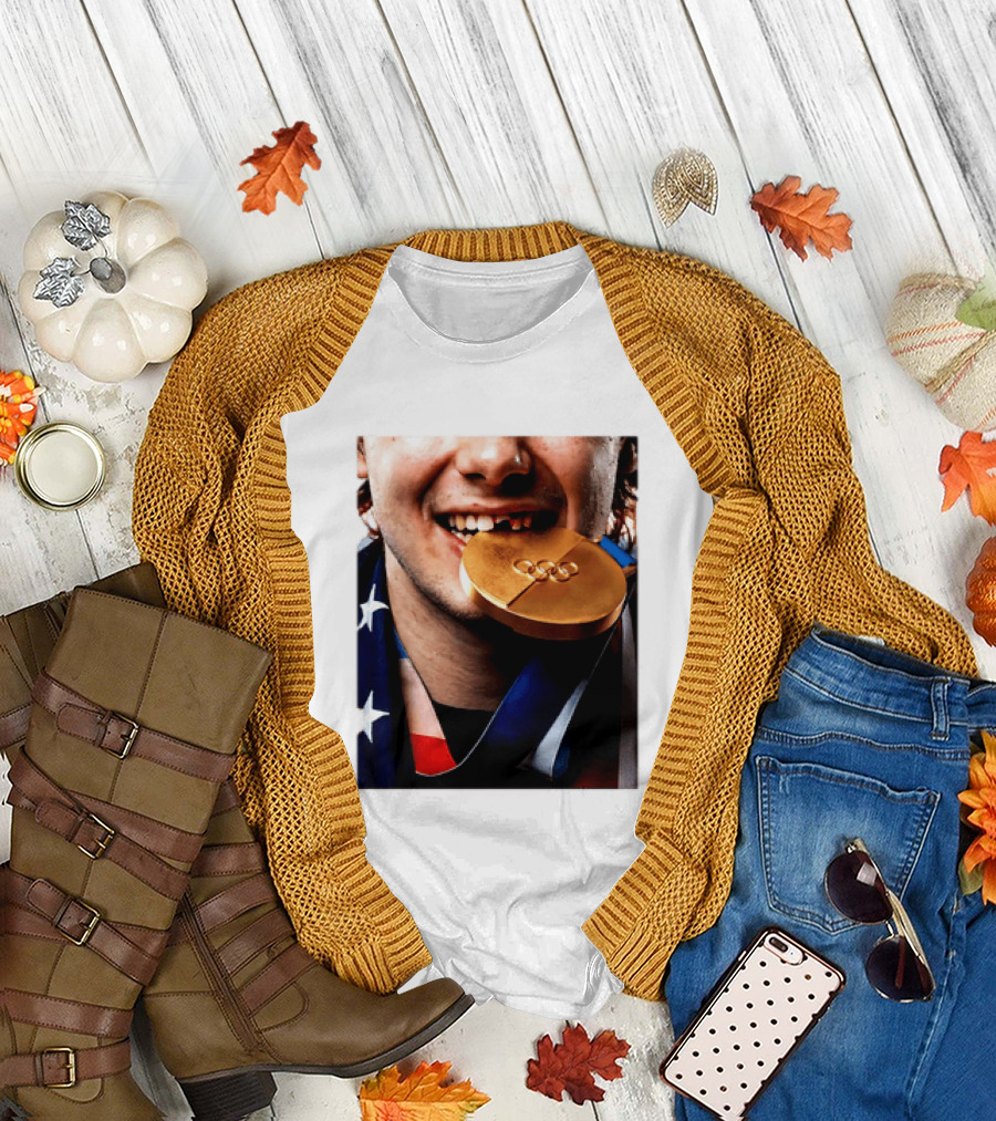 Jack Hughes Teeth Gold Medal 2026 Milano Cortina Winter Olympics T-Shirt
