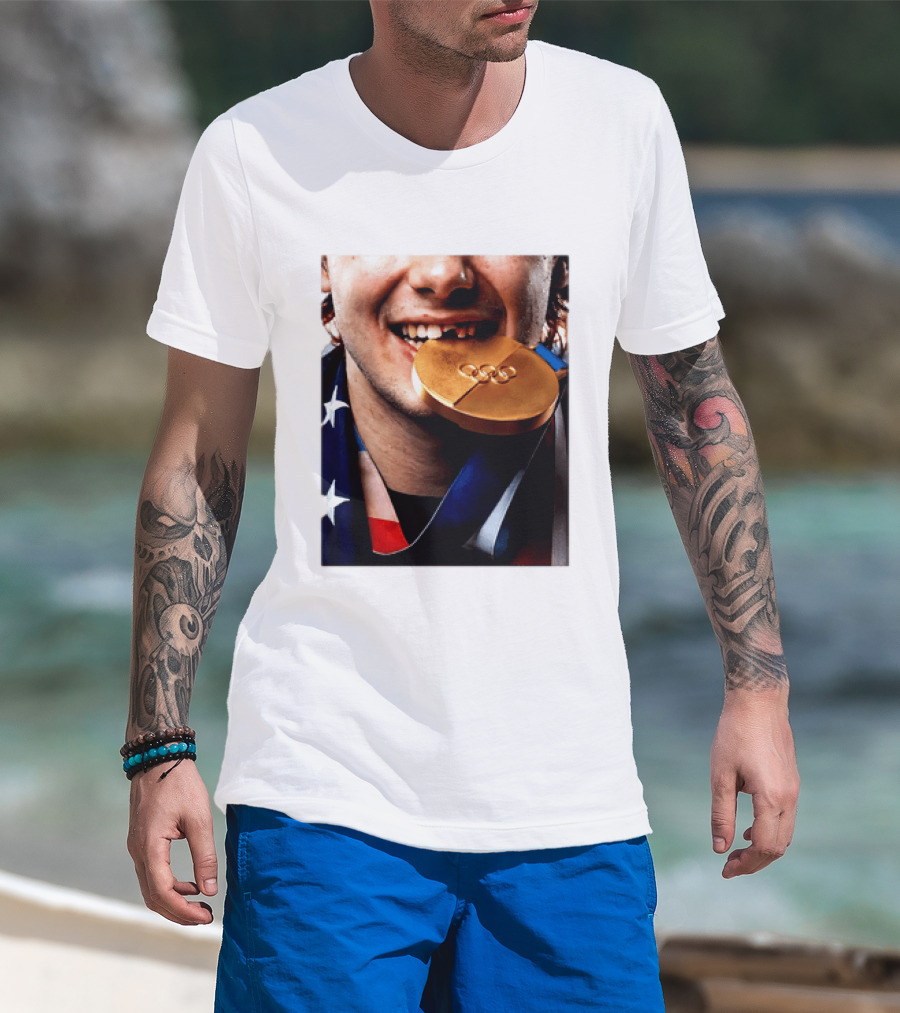 Jack Hughes Teeth Gold Medal 2026 Milano Cortina Winter Olympics T-Shirt