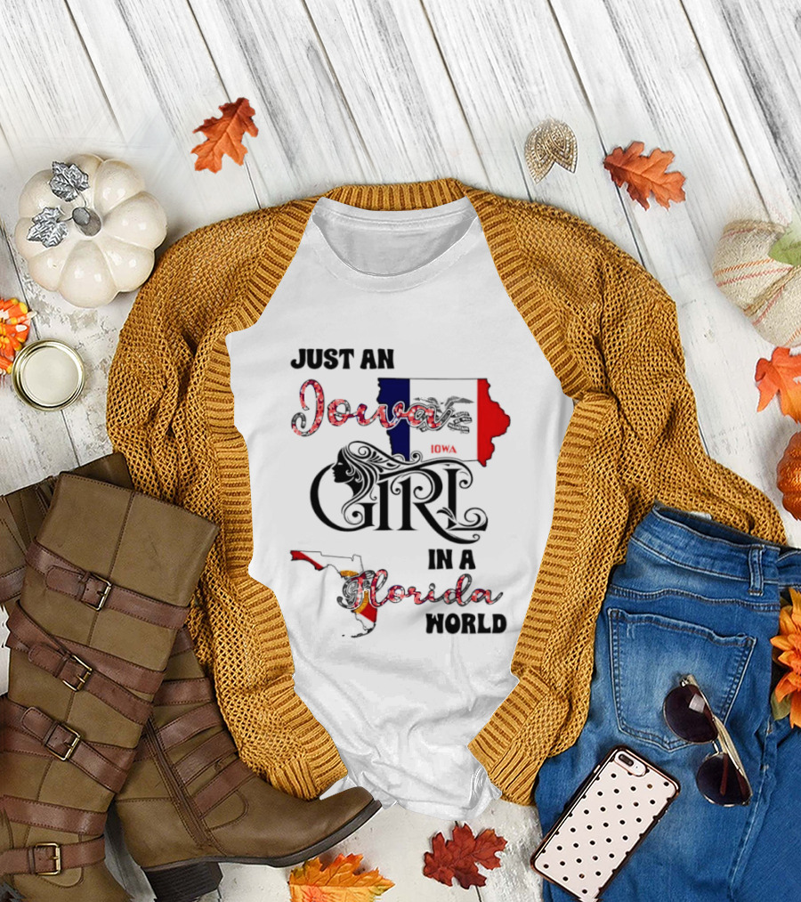 Just an Iowa Girl in a Florida World Map Highlight T-Shirt