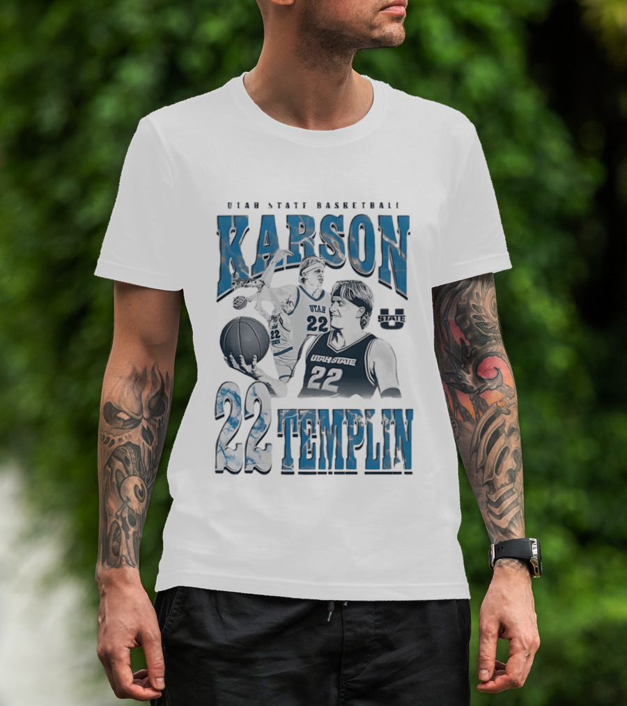 Utah State Basketball Karson Templin 22 Utah State Aggies T-Shirt