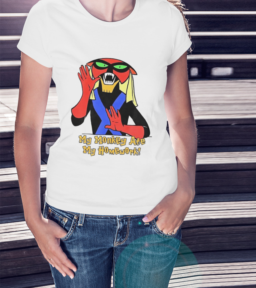 My Monkey Ate My Homework With Cartoon Character In Costume T-Shirt