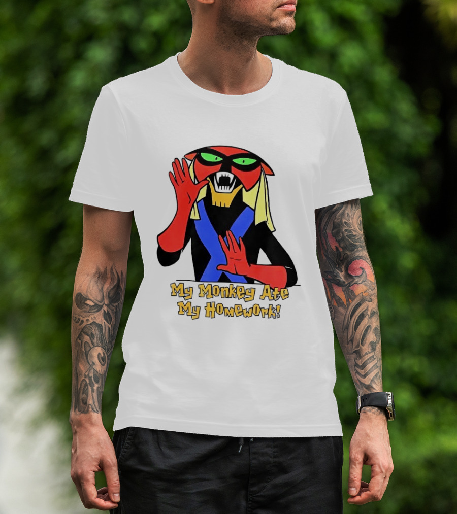My Monkey Ate My Homework With Cartoon Character In Costume T-Shirt