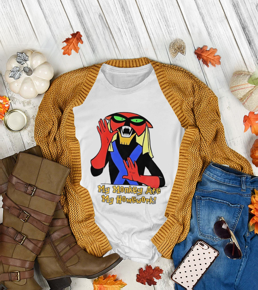 My Monkey Ate My Homework With Cartoon Character In Costume T-Shirt