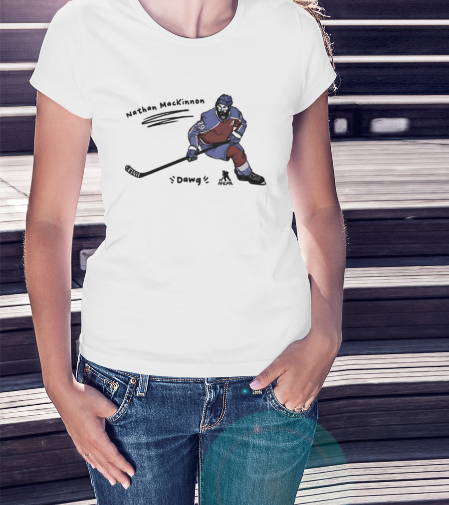 Nathan MacKinnon Colorado Avalanche Dawg Skating Cartoon T-Shirt