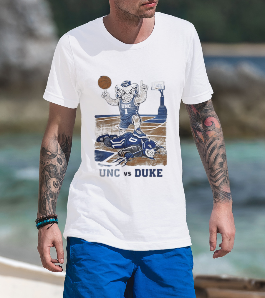 UNC Vs Duke Basketball Rivalry Game Mascot Showdown T-Shirt