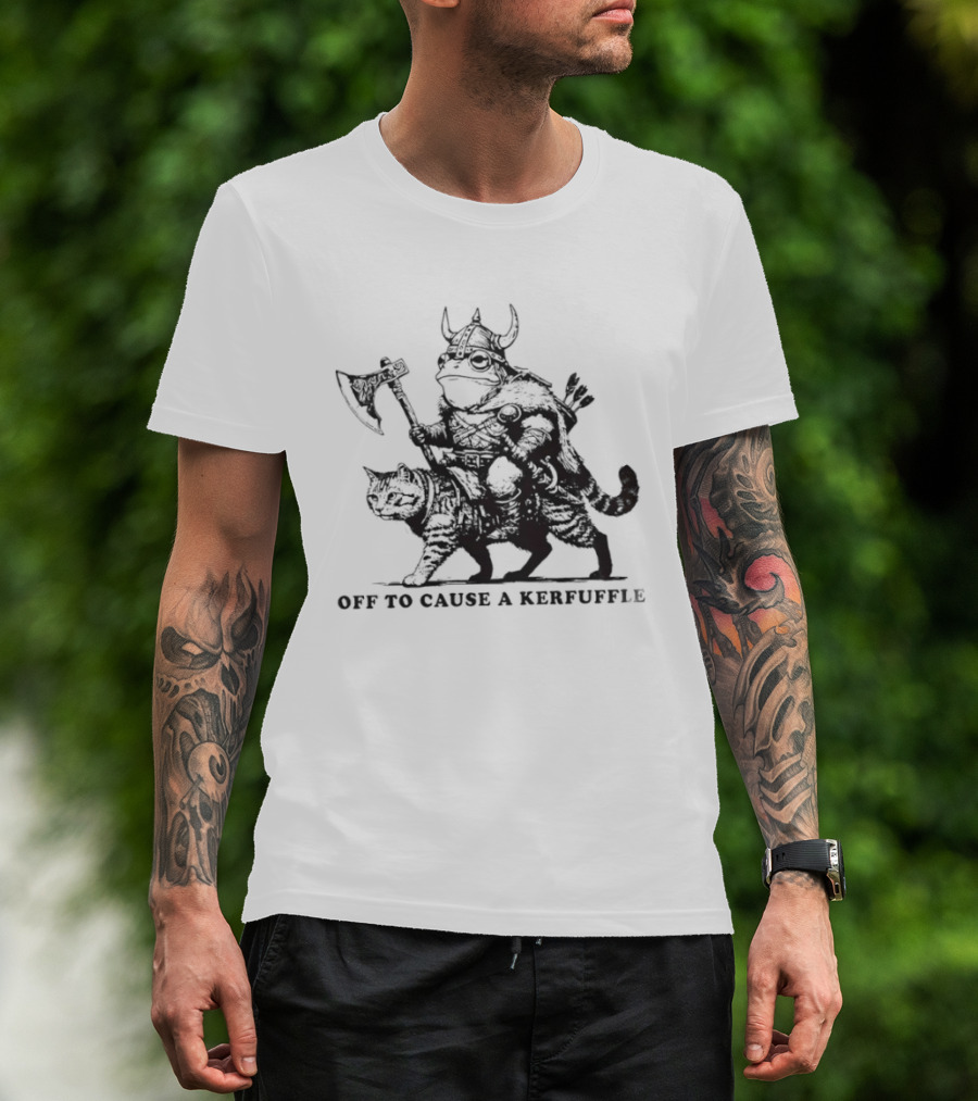 Off To Cause A Kerfuffle Viking And Cat Adventure T-Shirt