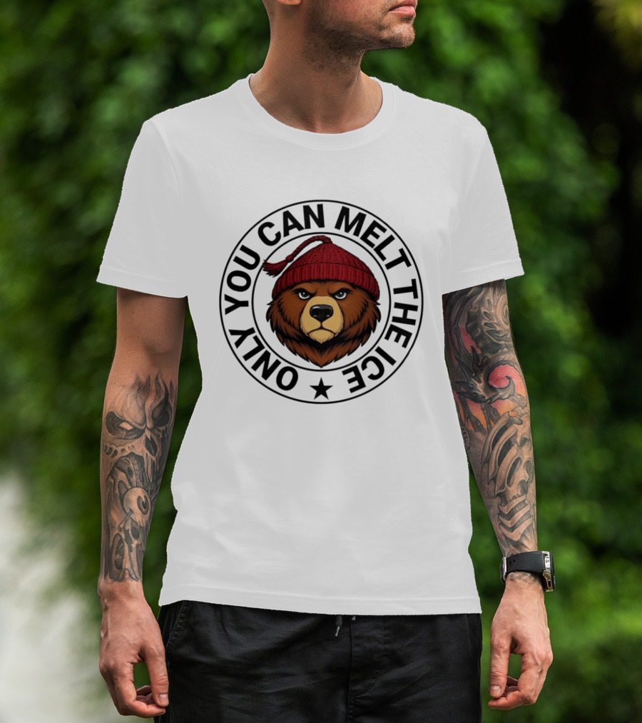 Only You Can Melt The Ice Bear Face Red Beanie T-Shirt