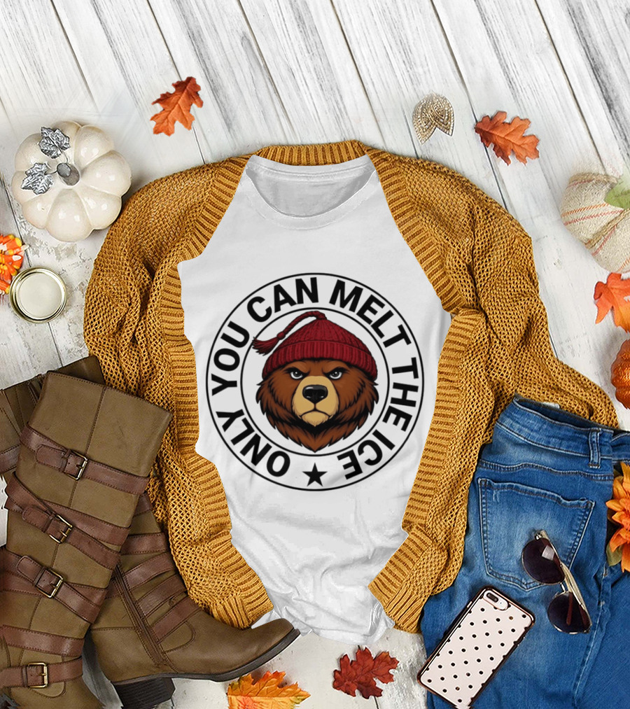Only You Can Melt The Ice Bear Face Red Beanie T-Shirt