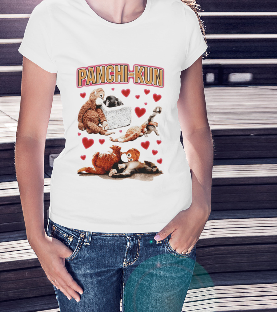 Panchi Kun Monkey Plush Love Hearts T-Shirt