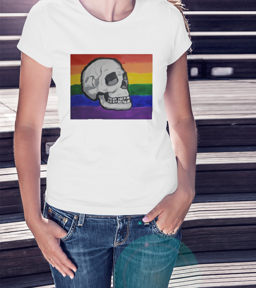 Pride Skull LGBT Rainbow Flag T-Shirt