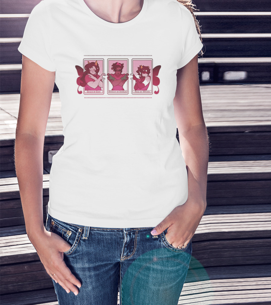 Queen Of Cups Knight Of Swords Page Of Wands Tarot Homestuck Characters T-Shirt