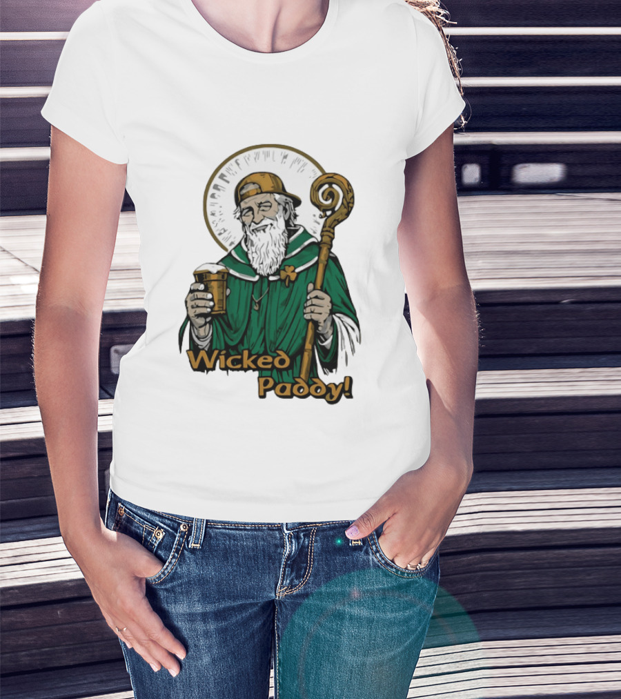 Wicked Paddy Saint Patrick Drinking Beer Iconic Irish T-Shirt