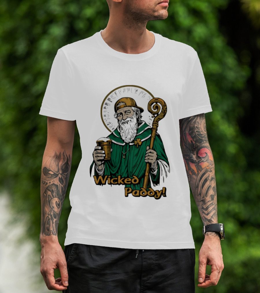 Wicked Paddy Saint Patrick Drinking Beer Iconic Irish T-Shirt