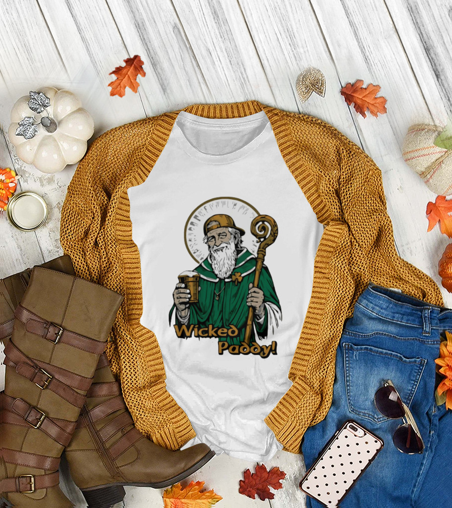 Wicked Paddy Saint Patrick Drinking Beer Iconic Irish T-Shirt