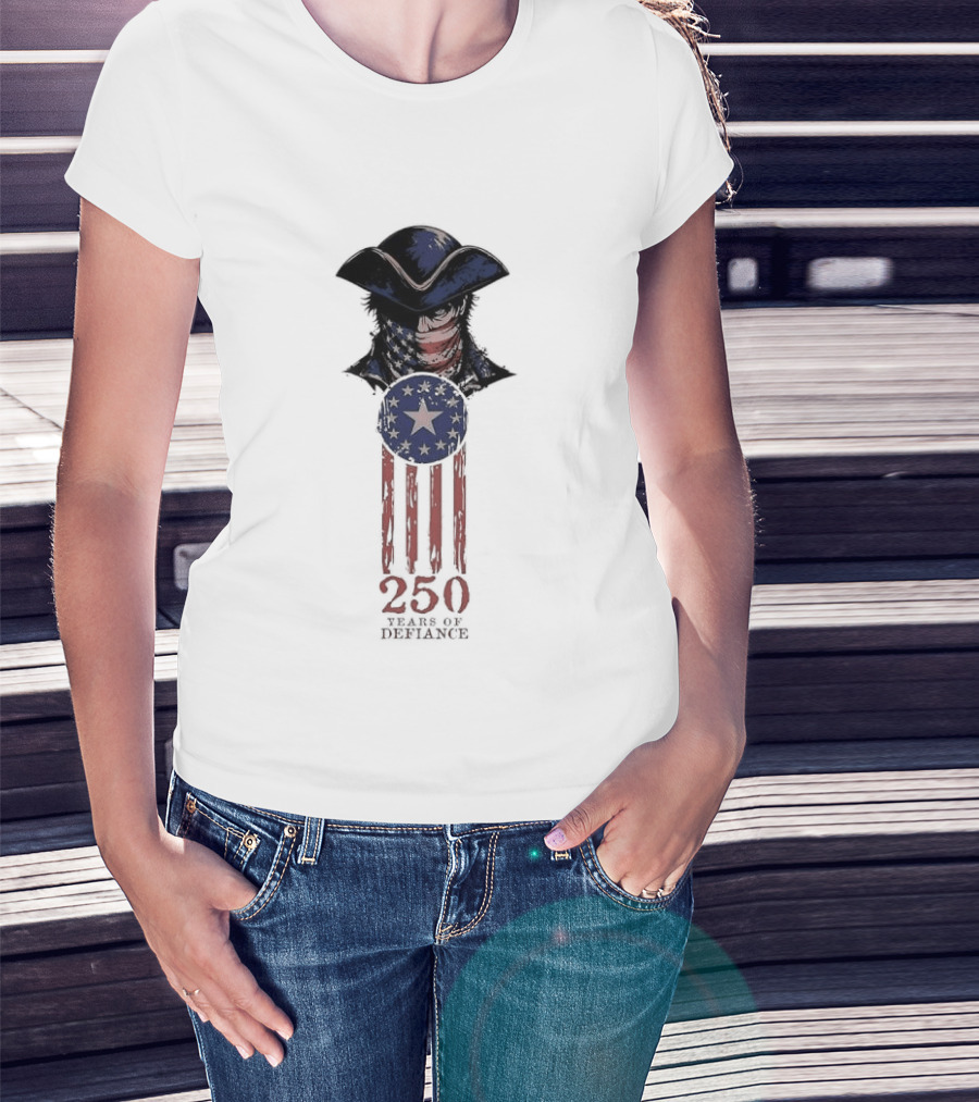America 250 Years Of Defiance 1776 Patriot Hat And Stars T-Shirt